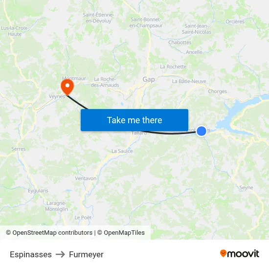 Espinasses to Furmeyer map