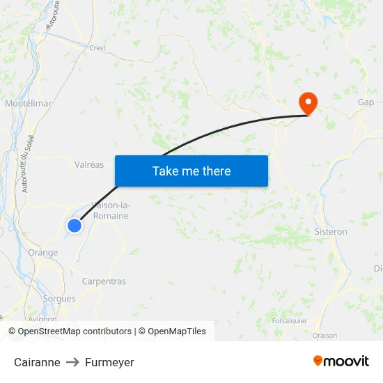 Cairanne to Furmeyer map