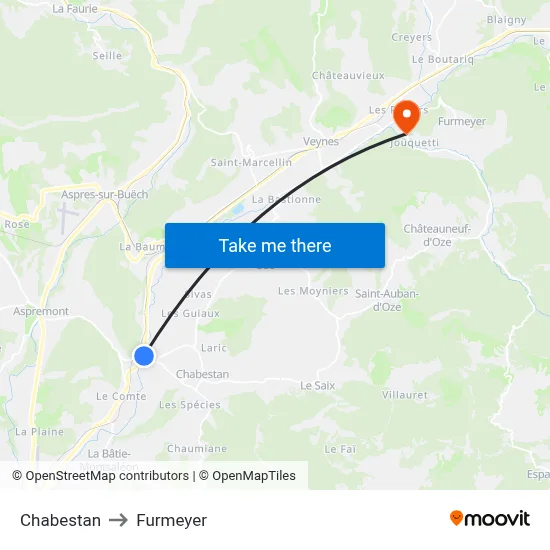 Chabestan to Furmeyer map