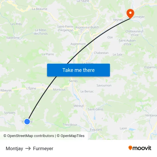 Montjay to Furmeyer map