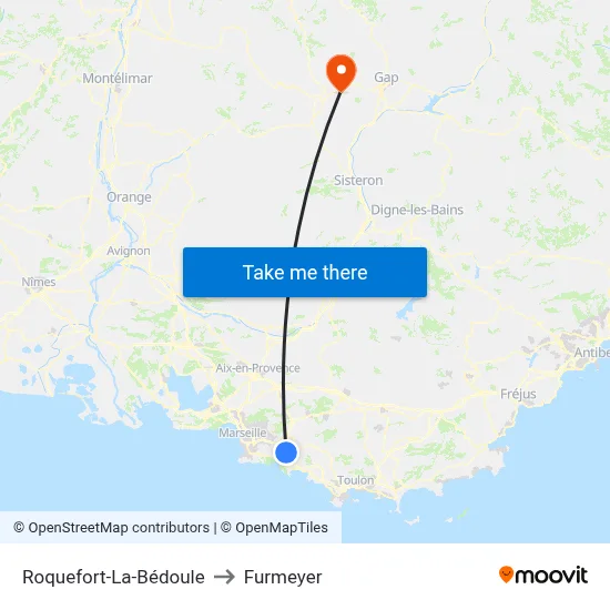 Roquefort-La-Bédoule to Furmeyer map