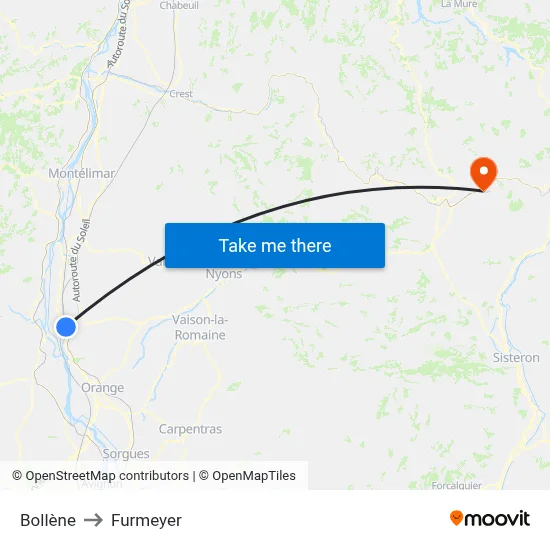 Bollène to Furmeyer map