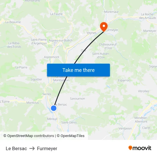 Le Bersac to Furmeyer map