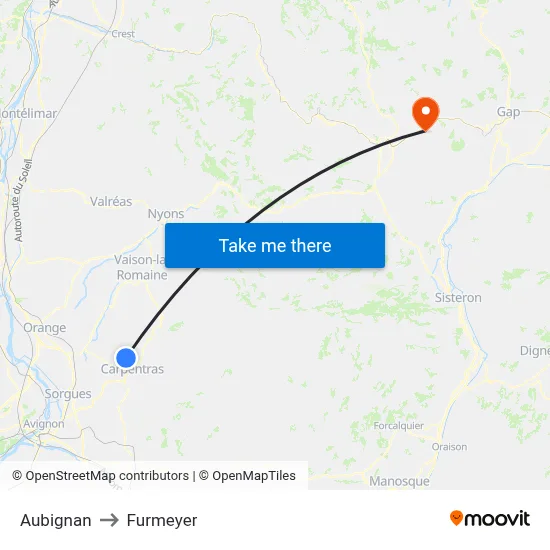 Aubignan to Furmeyer map