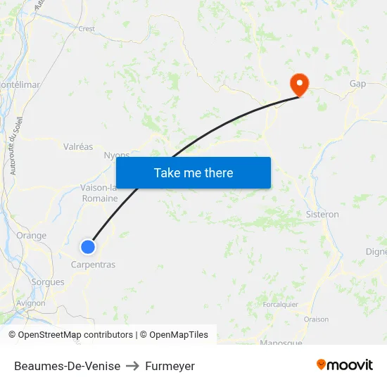 Beaumes-De-Venise to Furmeyer map