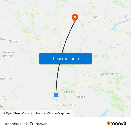 Vachères to Furmeyer map