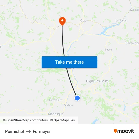 Puimichel to Furmeyer map