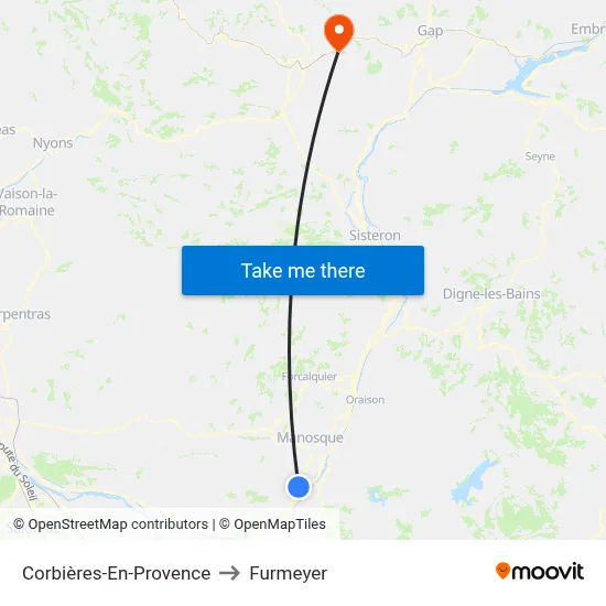 Corbières-En-Provence to Furmeyer map