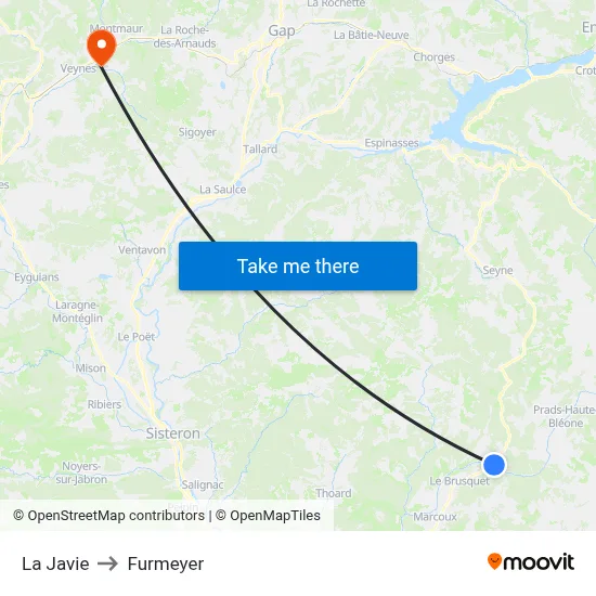 La Javie to Furmeyer map