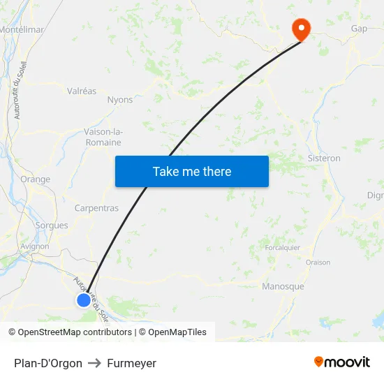 Plan-D'Orgon to Furmeyer map