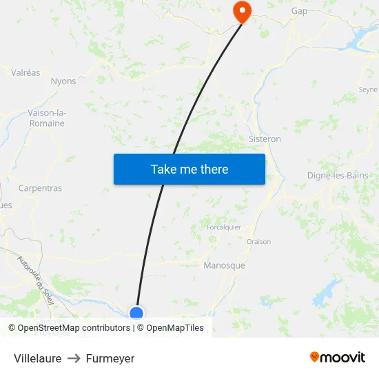 Villelaure to Furmeyer map
