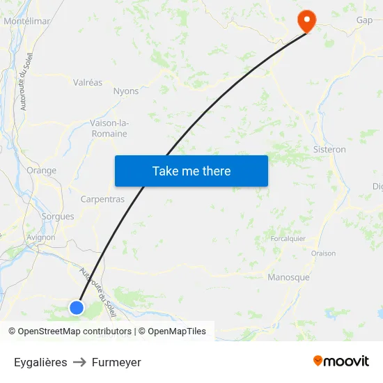 Eygalières to Furmeyer map