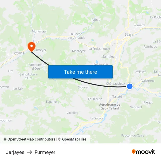 Jarjayes to Furmeyer map