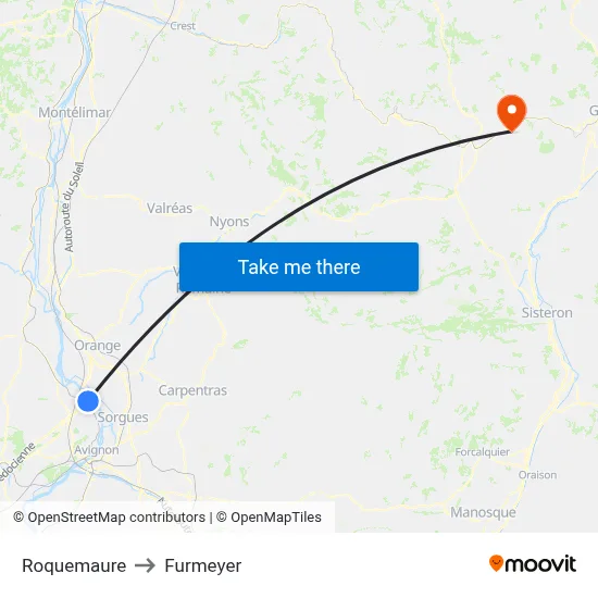 Roquemaure to Furmeyer map