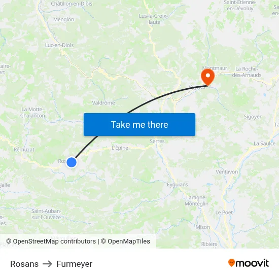 Rosans to Furmeyer map