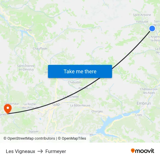 Les Vigneaux to Furmeyer map
