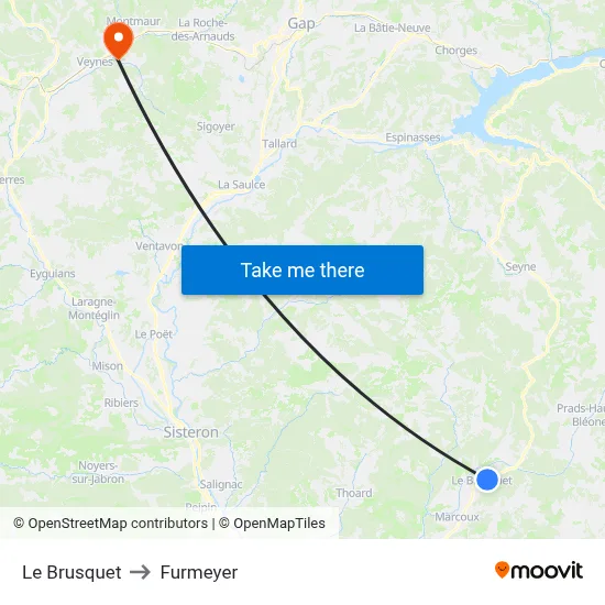 Le Brusquet to Furmeyer map
