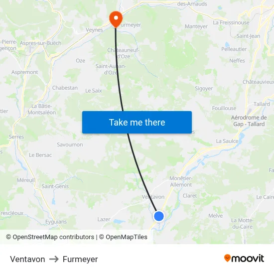 Ventavon to Furmeyer map