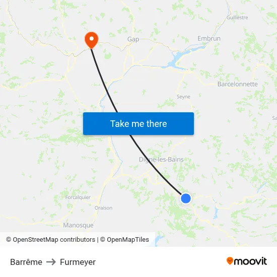 Barrême to Furmeyer map