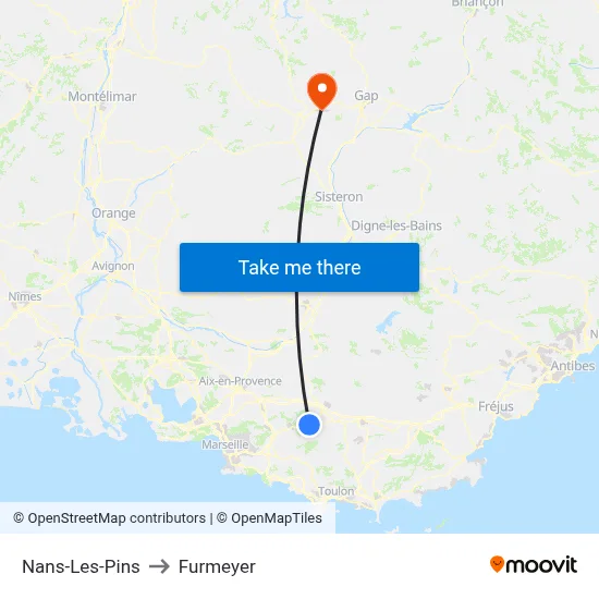 Nans-Les-Pins to Furmeyer map