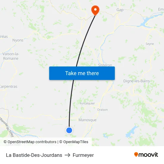La Bastide-Des-Jourdans to Furmeyer map