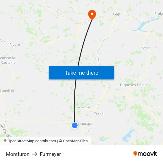 Montfuron to Furmeyer map