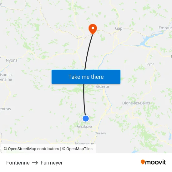 Fontienne to Furmeyer map