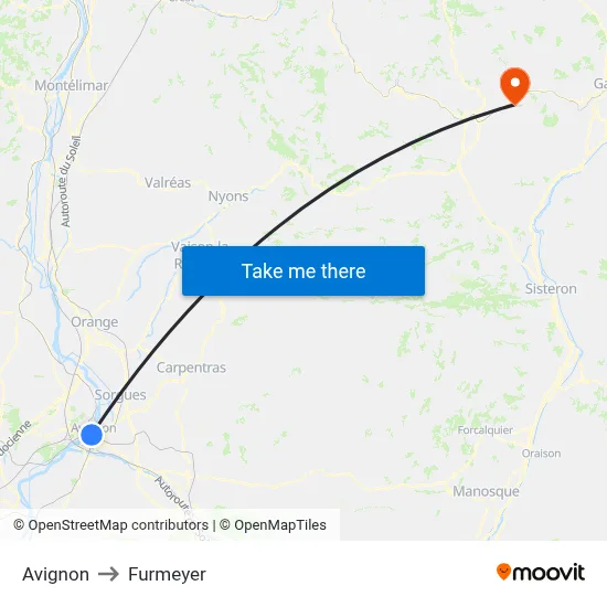Avignon to Furmeyer map