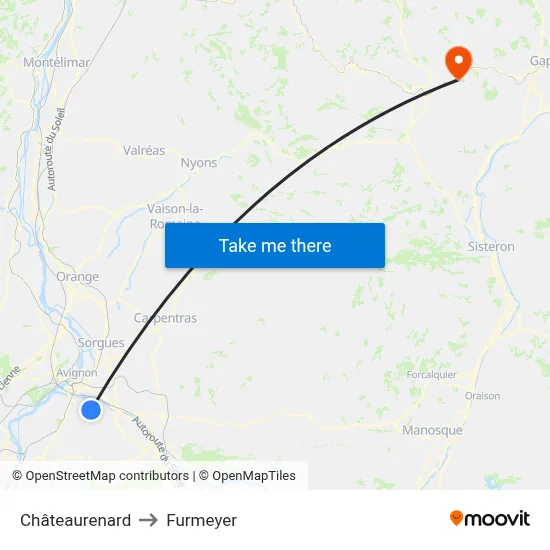 Châteaurenard to Furmeyer map