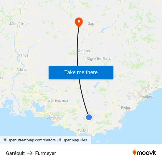 Garéoult to Furmeyer map