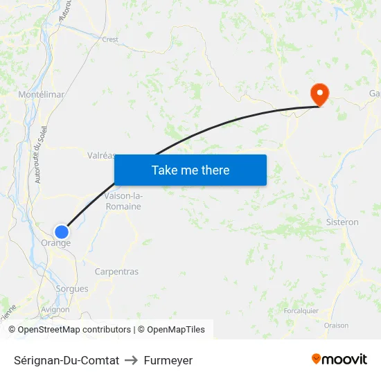 Sérignan-Du-Comtat to Furmeyer map
