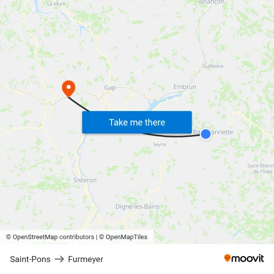 Saint-Pons to Furmeyer map