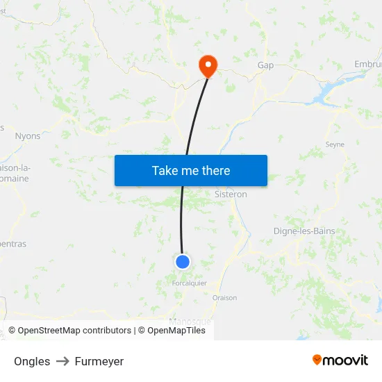 Ongles to Furmeyer map