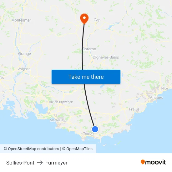 Solliès-Pont to Furmeyer map