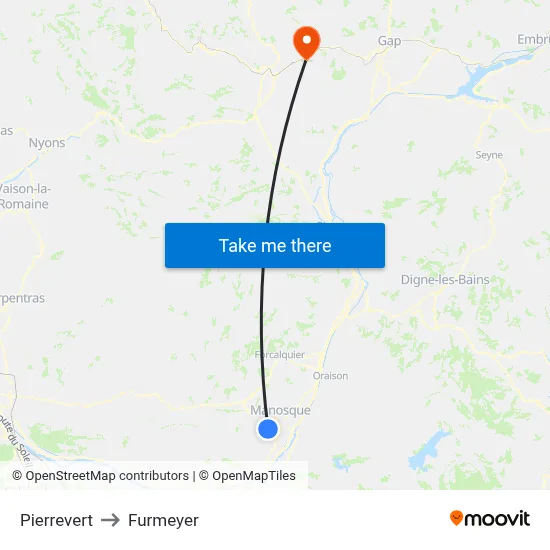 Pierrevert to Furmeyer map