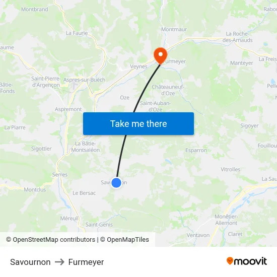 Savournon to Furmeyer map