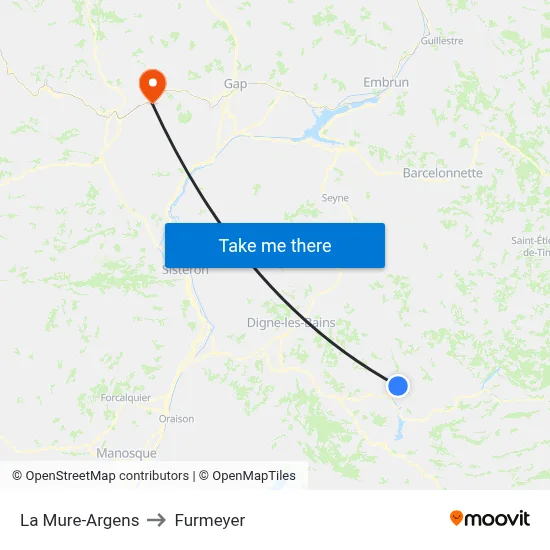 La Mure-Argens to Furmeyer map