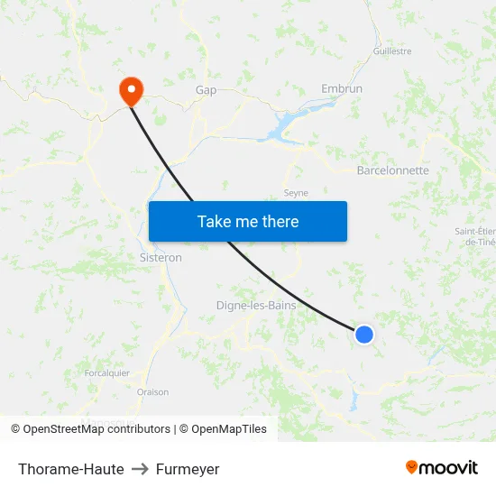 Thorame-Haute to Furmeyer map