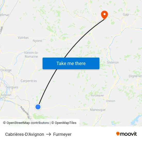 Cabrières-D'Avignon to Furmeyer map