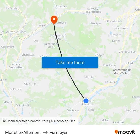Monêtier-Allemont to Furmeyer map