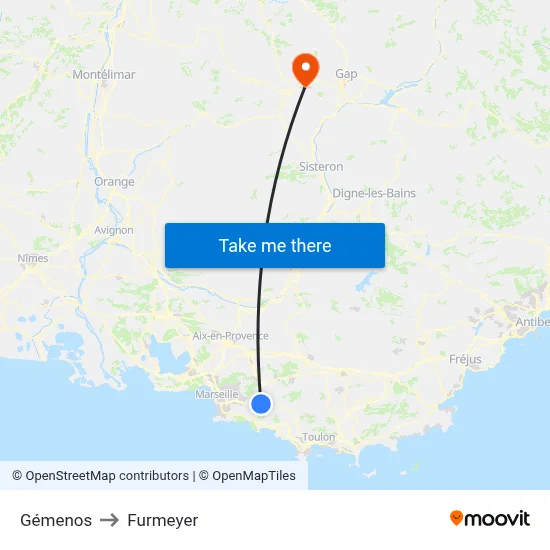 Gémenos to Furmeyer map