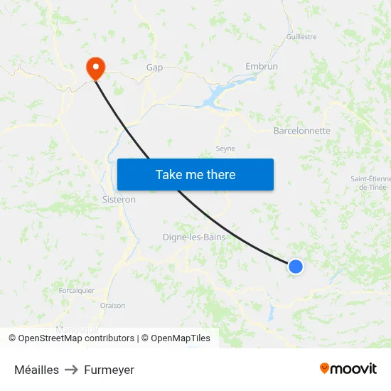 Méailles to Furmeyer map