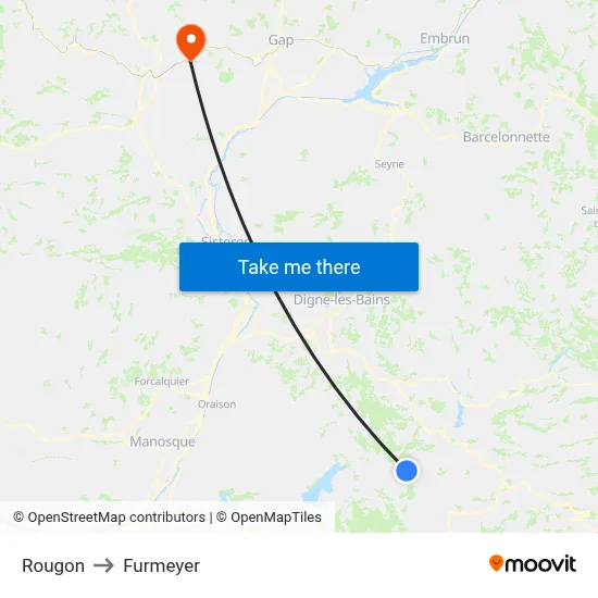 Rougon to Furmeyer map