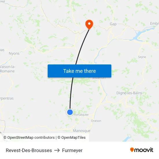 Revest-Des-Brousses to Furmeyer map