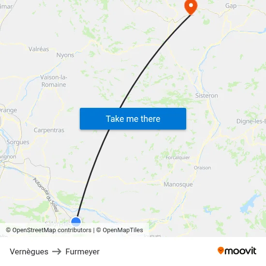 Vernègues to Furmeyer map