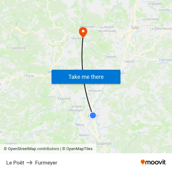 Le Poët to Furmeyer map