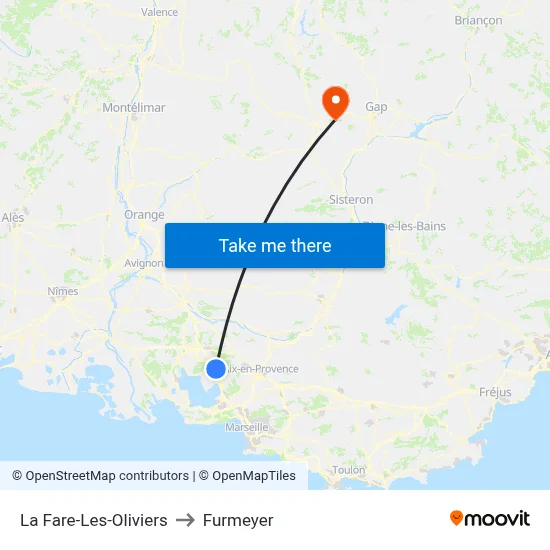 La Fare-Les-Oliviers to Furmeyer map