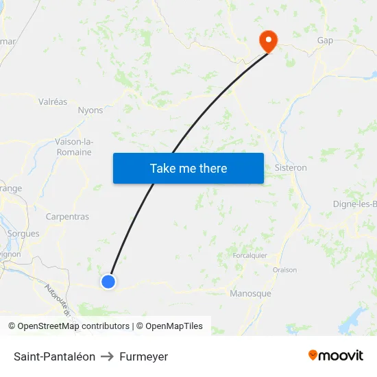 Saint-Pantaléon to Furmeyer map