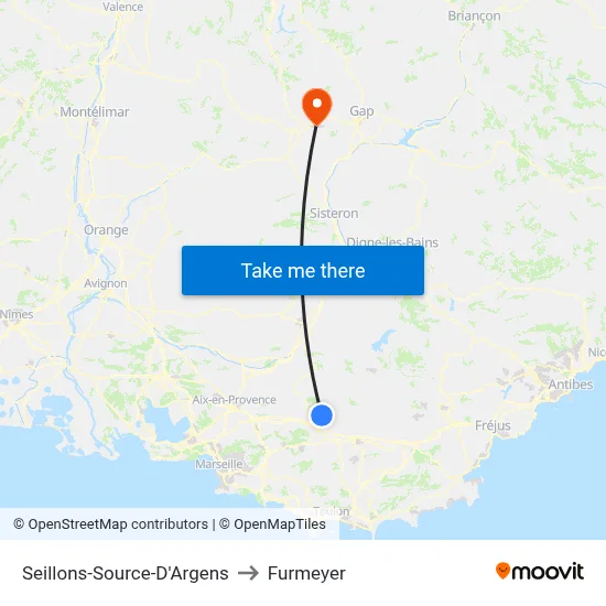 Seillons-Source-D'Argens to Furmeyer map