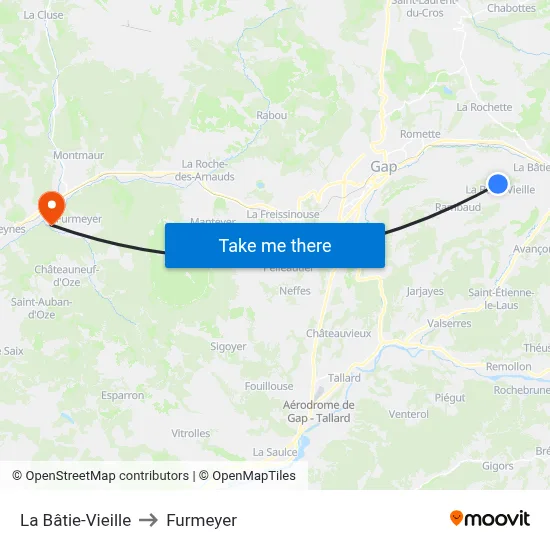 La Bâtie-Vieille to Furmeyer map
